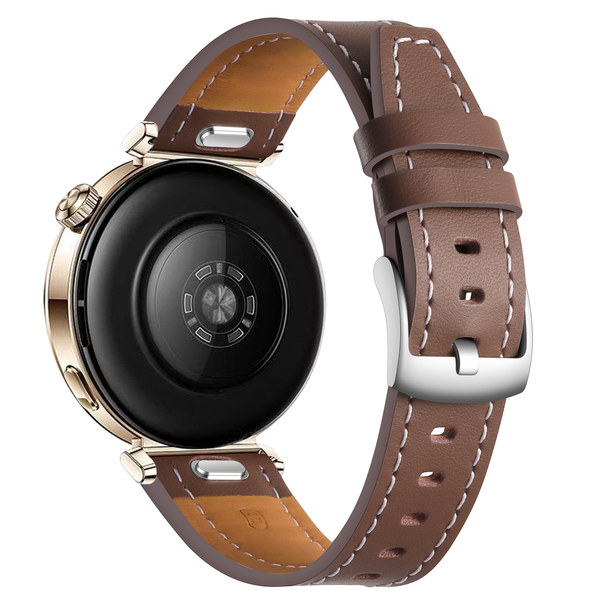Huawei Watch 5 - 42mm 'one push' leren bandje (donkerbruin)