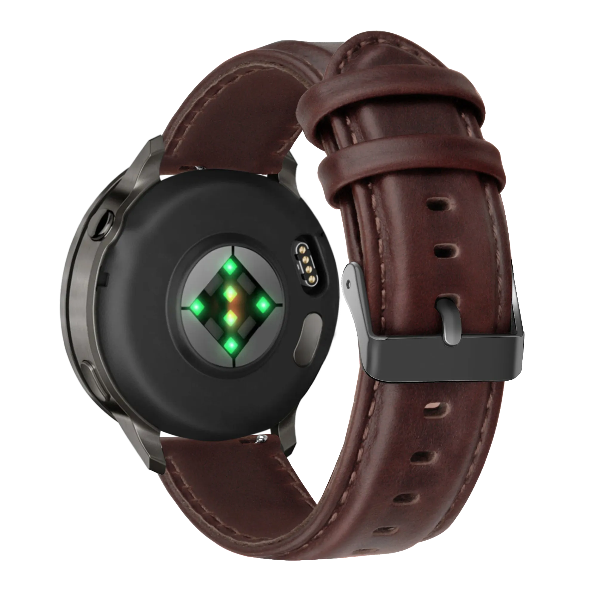 Bandz Garmin Forerunner 570 - 47mm lederen band 'Classic' (donkerbruin)