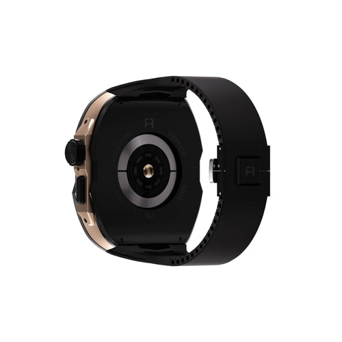 Reqior Apple Watch Ultra case met rubberen band (zwart/roségoud)