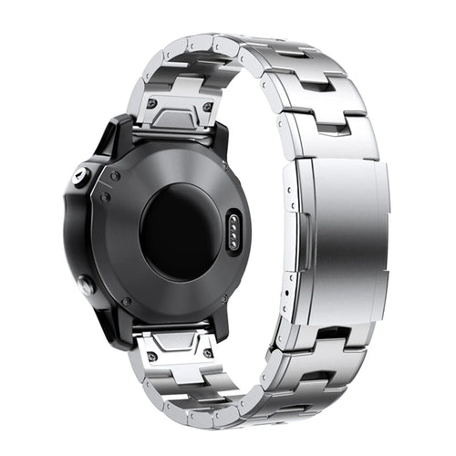 Titanium Strap, silver, on a watch, 3/4 rear view