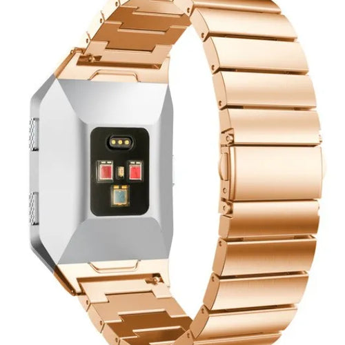 Metal Strap, rose gold, on a watch, 3/4 rear view
