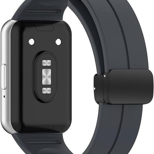 D-Buckle Silicone Strap, dark grey, on a watch, 3/4 rear view
