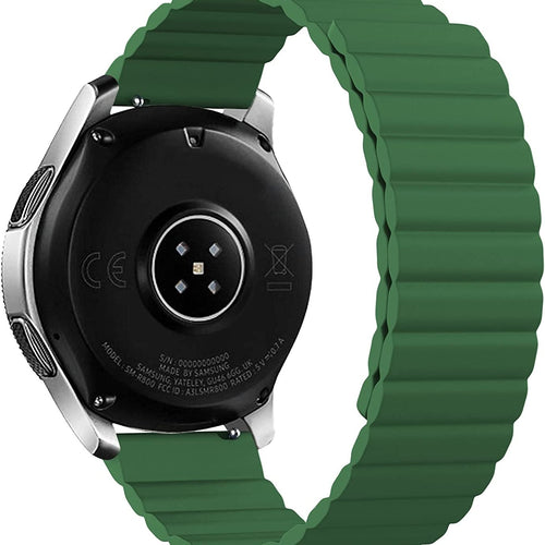 Magnetic Silicone Strap, green, on a watch, 3/4 rear view