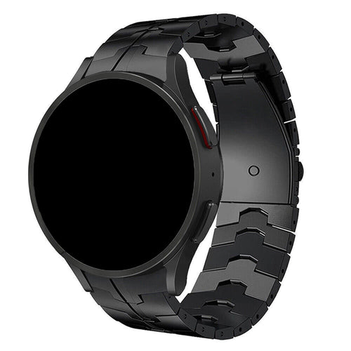 Steel Iron Strap, black, on a watch, 3/4 rear view
