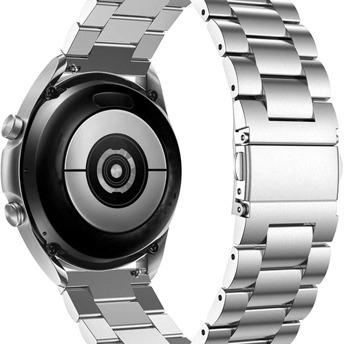 Steel Strap, silver, on a watch, 3/4 rear view