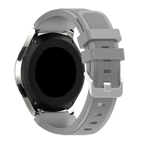 Twill Silicone Strap, grey, on a watch, 3/4 rear view
