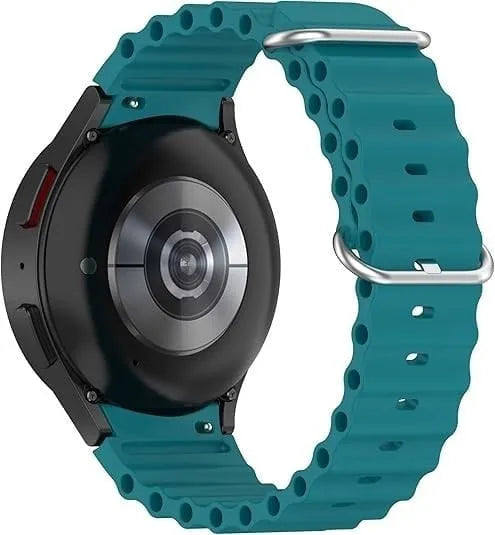 Silicone Ocean Strap, dark green, on a watch, 3/4 rear view