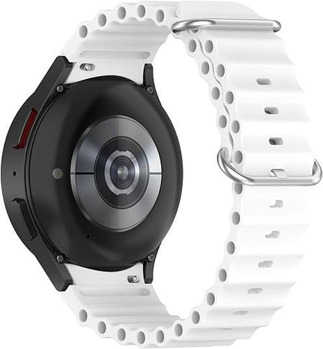 Silicone Ocean Strap, white, on a watch, 3/4 rear view