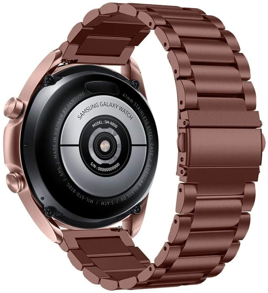 Steel Strap, bronze, on a watch, 3/4 rear view