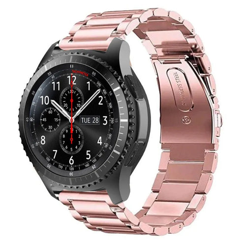 Steel Strap, pink, on a watch, 3/4 rear view
