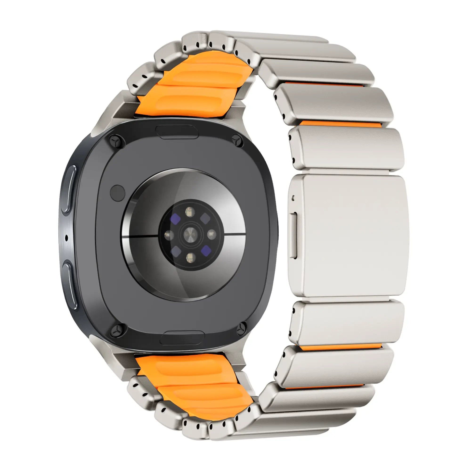 Bandz Samsung Galaxy Watch 9 - 44mm titanium band 'Hybrid' (titanium/oranje)