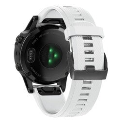 Silicone Strap, white, on a watch, 3/4 rear view