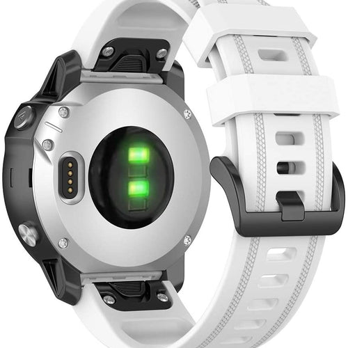 Silicone Strap, white, on a watch, 3/4 rear view