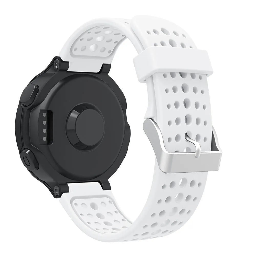 Silicone Strap, white, on a watch, 3/4 rear view