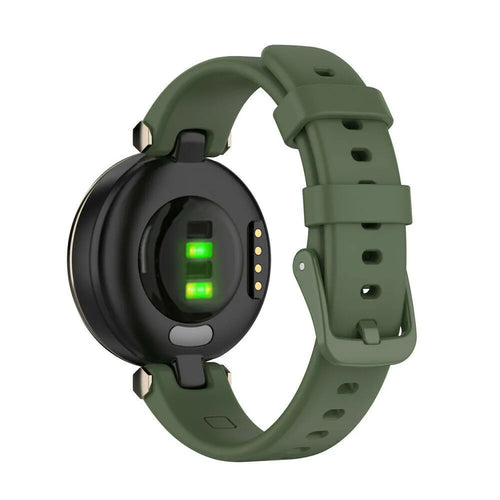 Silicone Strap, dark green, on a watch, 3/4 rear view