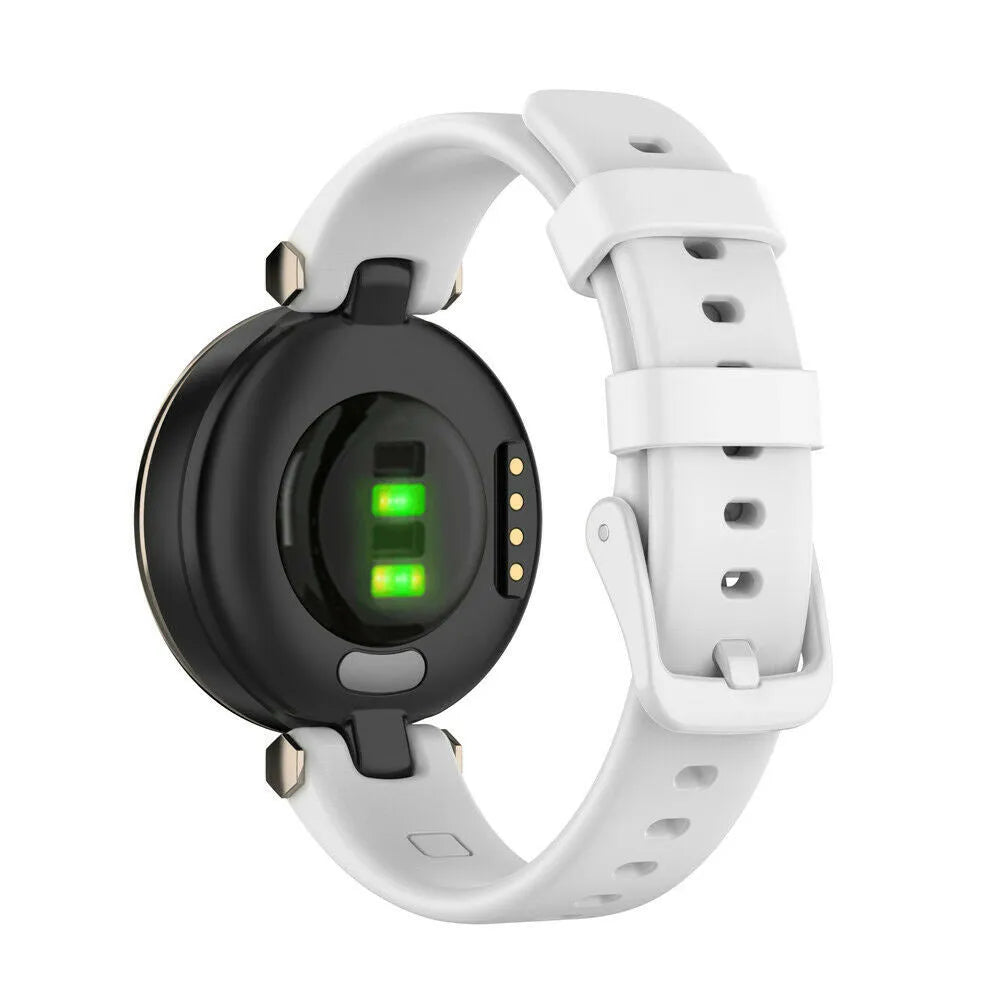 Silicone Strap, white, on a watch, 3/4 rear view