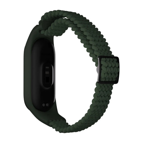 Nylon Mi Braided Strap, green, on a watch, 3/4 rear view