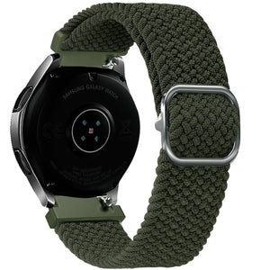 Nylon Adjustable Braided Strap, green, on a watch, 3/4 rear view
