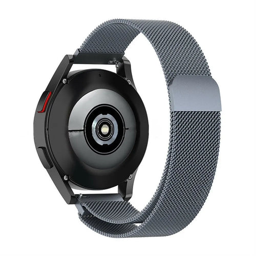 Milanese Strap, space grey, on a watch, 3/4 rear view