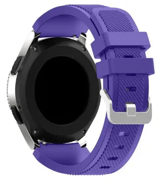 Twill Silicone Strap, purple, on a watch, 3/4 rear view