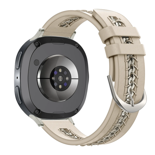 Bandz Samsung Galaxy Watch 8 - 40mm leren band 'Chains' (beige)