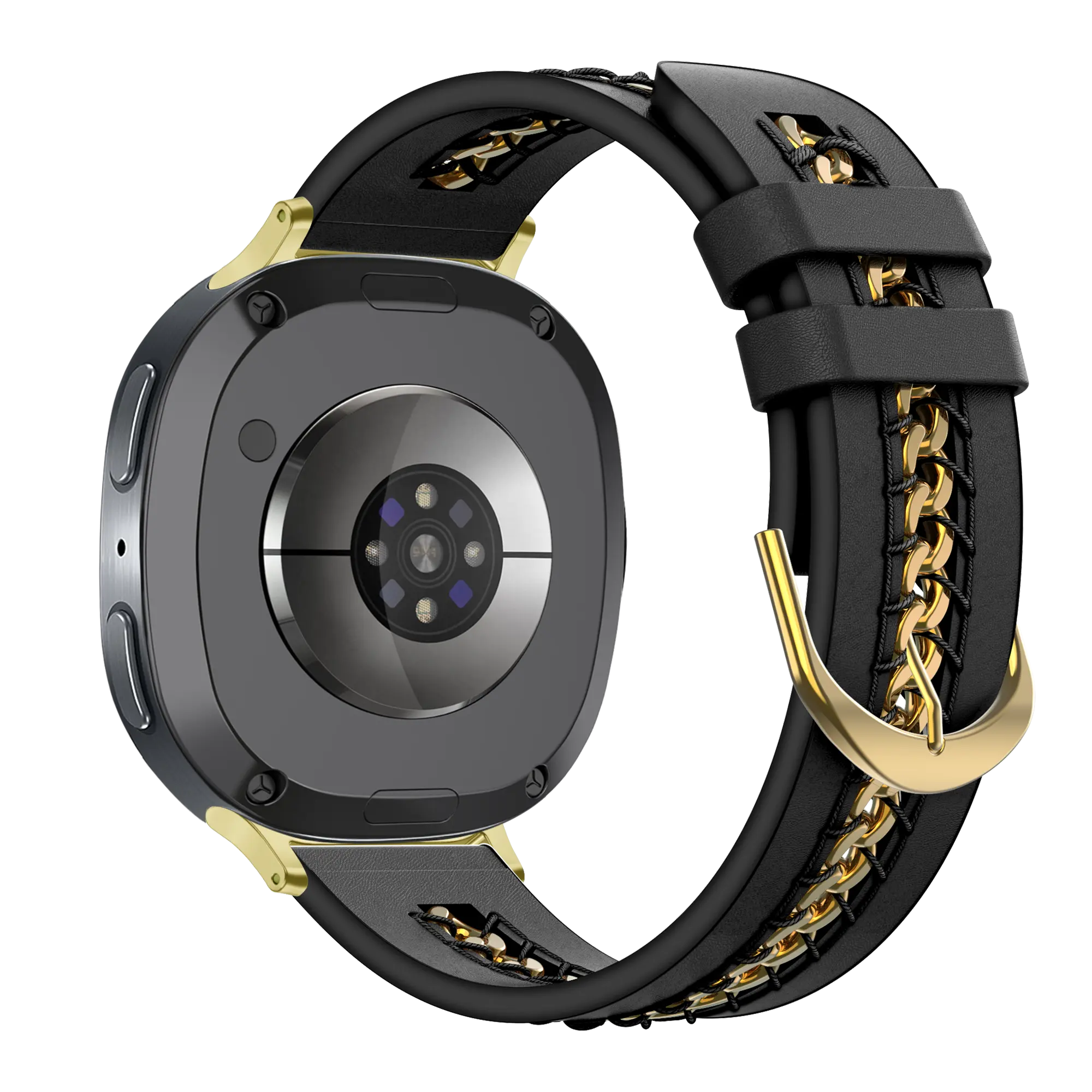 Bandz Samsung Galaxy Watch 9 - 44mm Leather Strap 'Chains' (Black)