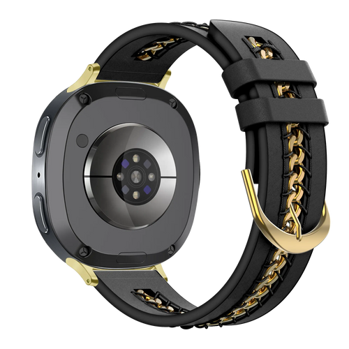 Bandz Samsung Galaxy Watch 8 Classic Leather Strap 'Chains' (Black)