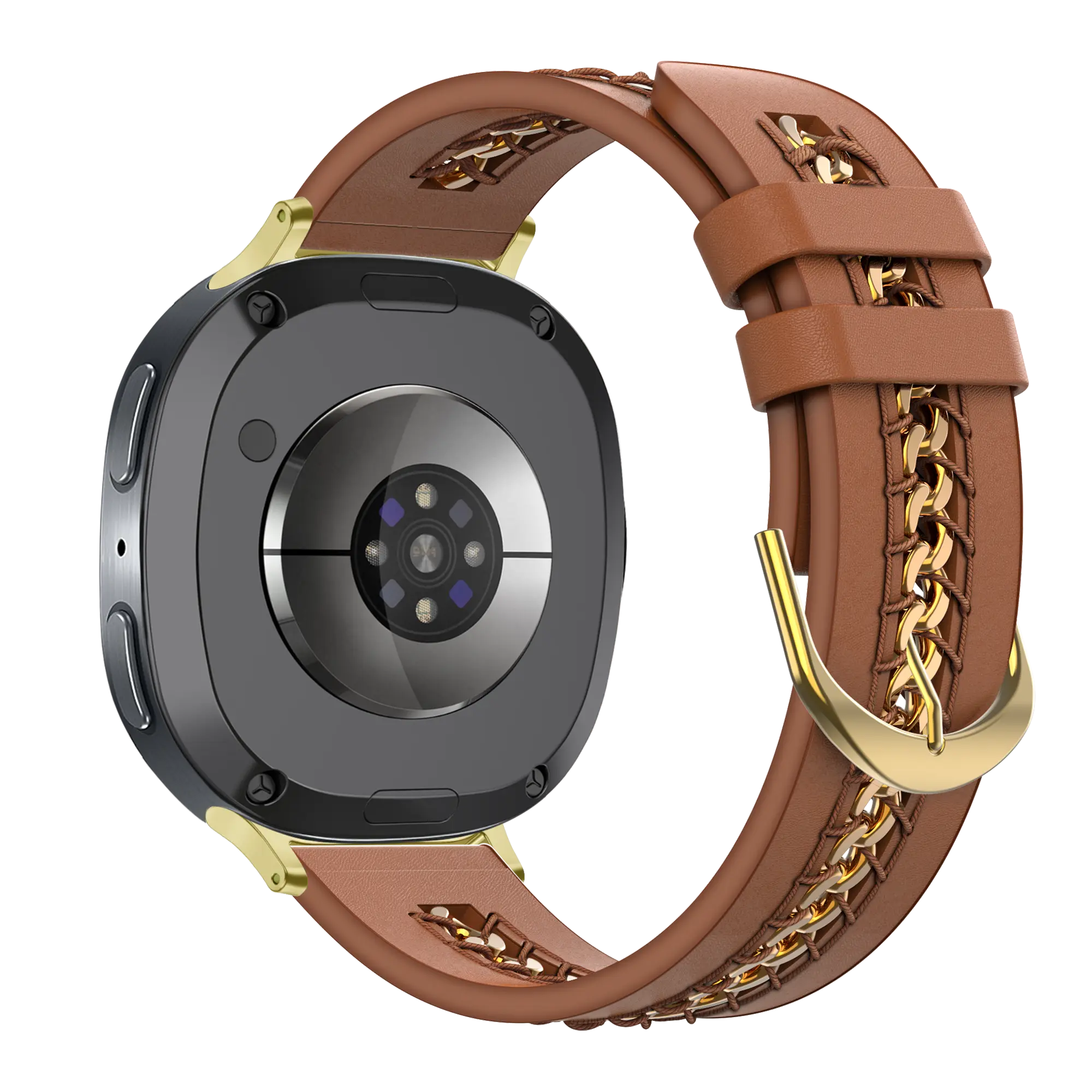 Bandz Samsung Galaxy Watch 9 - 40mm leren band 'Chains' (bruin)