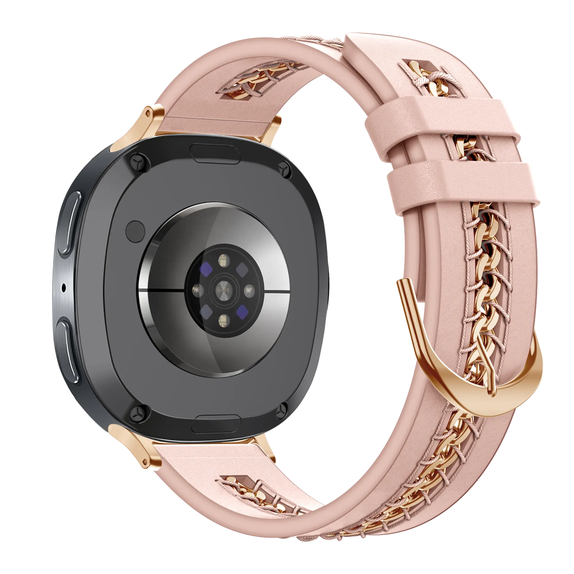 Bandz Samsung Galaxy Watch 9 - 40mm leren band 'Chains' (roze)
