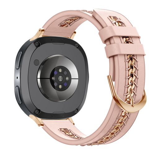 Bandz Samsung Galaxy Watch 8 - 44mm Leather Strap 'Chains' (Pink)