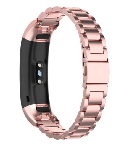 Steel Strap, pink, on a watch, 3/4 rear view