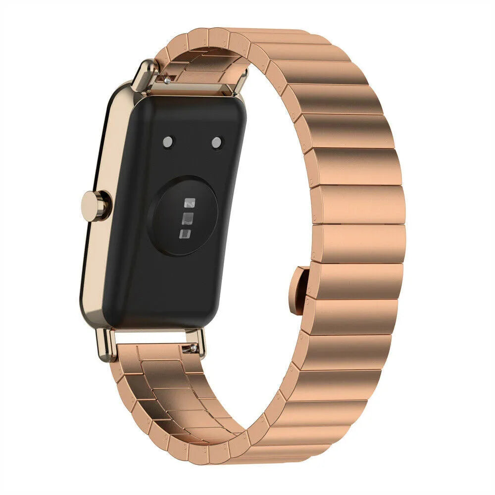 Metal Strap, rose gold, on a watch, 3/4 rear view
