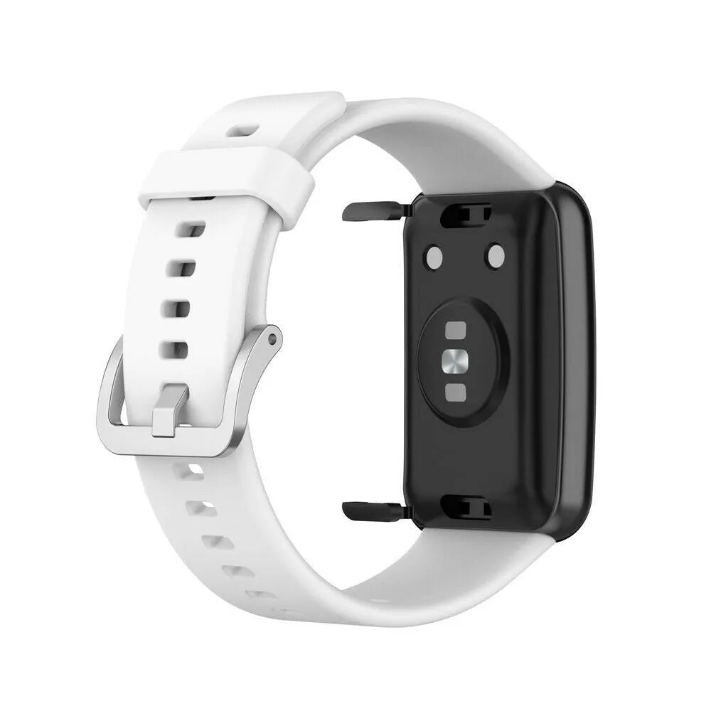 Silicone Strap, white, on a watch, 3/4 rear view