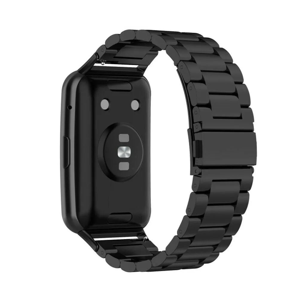 Steel Strap, black, on a watch, 3/4 rear view
