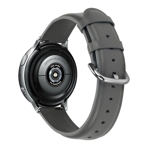 Leather Strap, dark grey, on a watch, 3/4 rear view