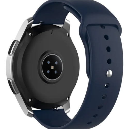 Silicone Sport Strap, dark blue, on a watch, 3/4 rear view