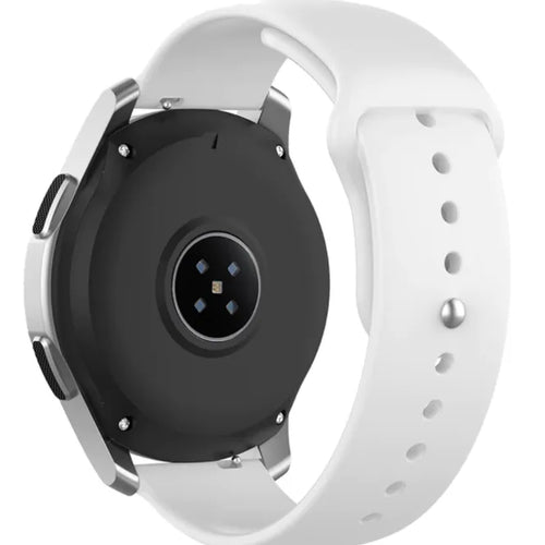 Silicone Sport Strap, white, on a watch, 3/4 rear view