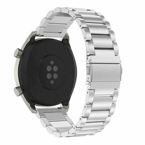 Steel Strap, silver, on a watch, 3/4 rear view