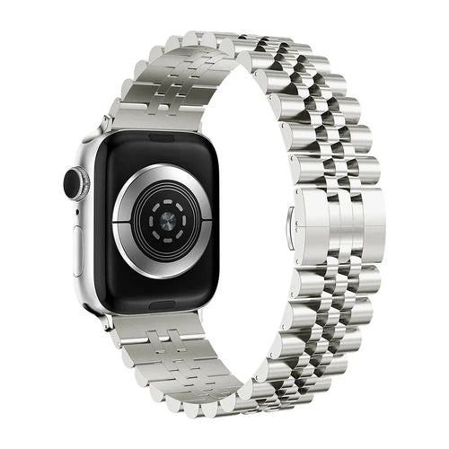Jubilee Steel Strap, titanium, on a watch, 3/4 rear view
