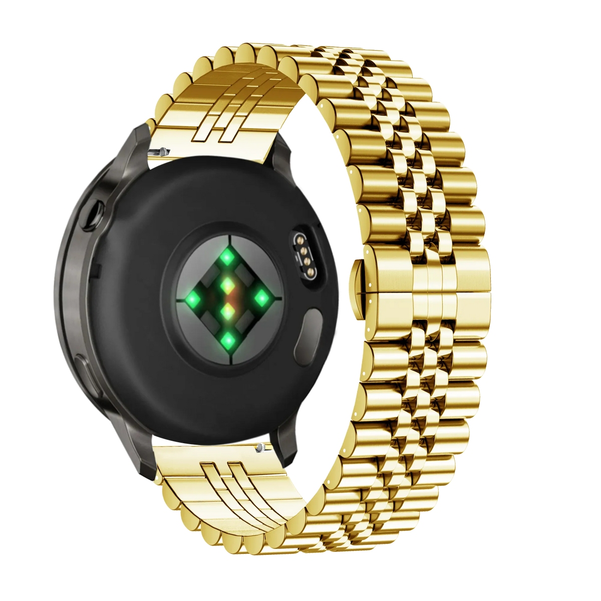Steel Strap 'Jubilee', gold, on a watch, 3/4 rear view