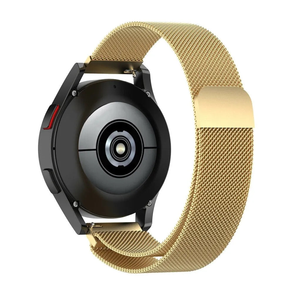 Milanese Strap, gold, on a watch, 3/4 rear view