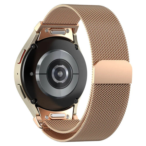 Milanese Strap 'One Push', rose gold, on a watch, 3/4 rear view