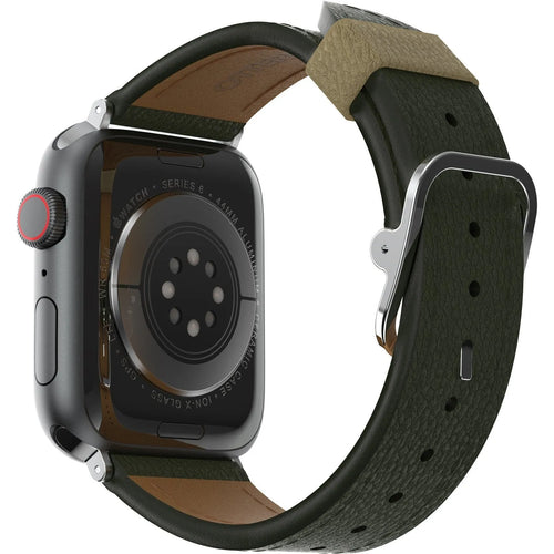 Otterbox Symmetry Cactus Leather, green, on a watch, 3/4 rear view