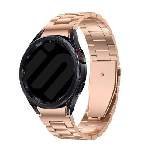 Steel Strap 'One Push', rose gold, on a watch, 3/4 rear view