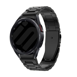 Steel Strap 'One Push', black, on a watch, 3/4 rear view