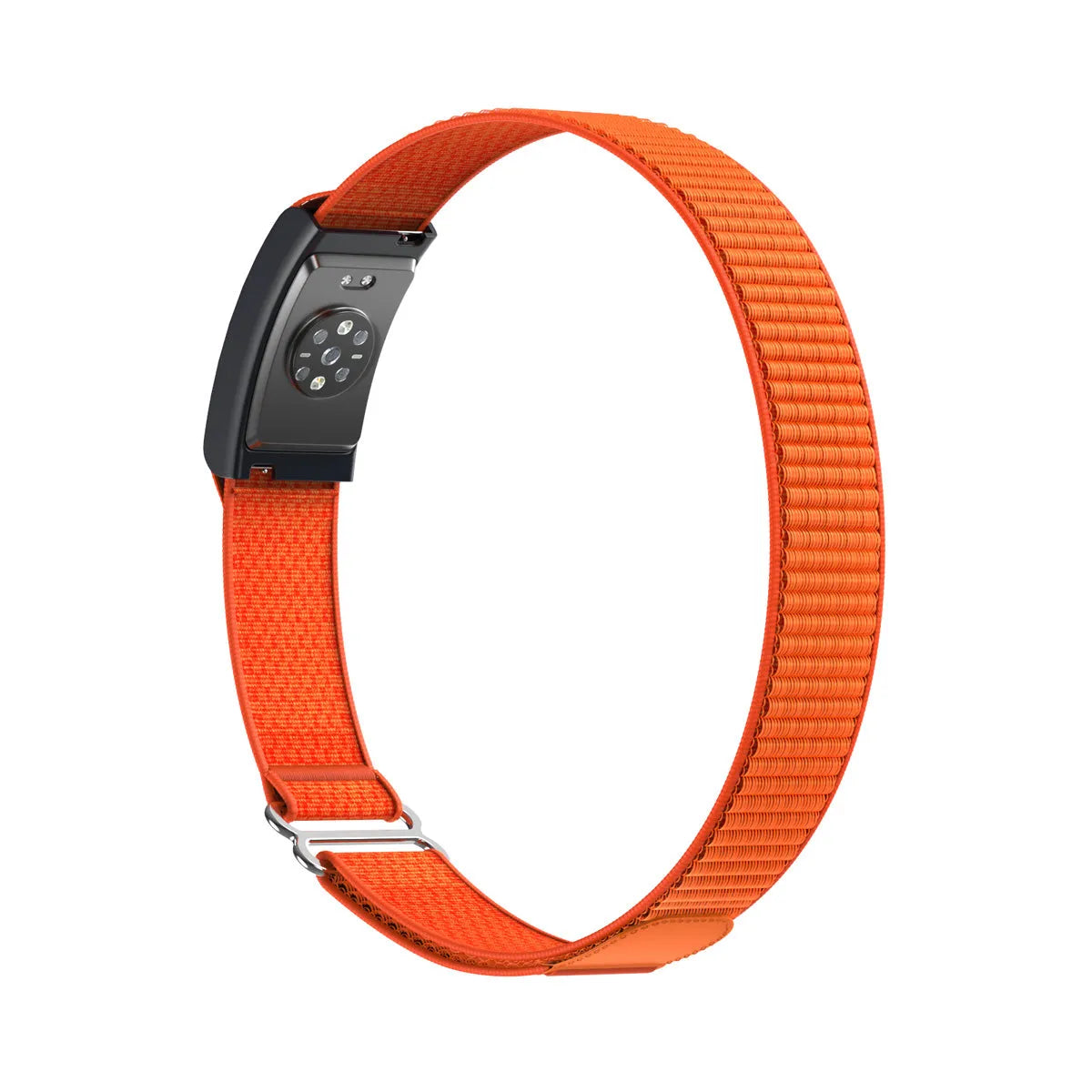 Biceps Nylon Bracelet, orange, on a watch, 3/4 rear view