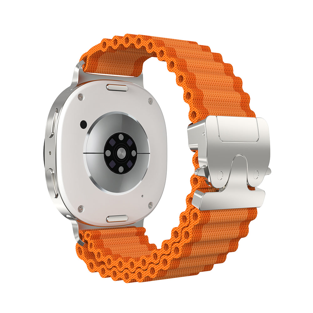Samsung Galaxy Watch 9 - 40mm Outdoor Nylon Strap with P-Buckle (Orange/Silver)