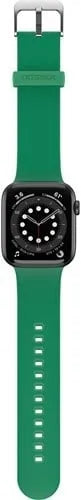 Otterbox Silicone Strap, dark green, on a watch, 3/4 rear view