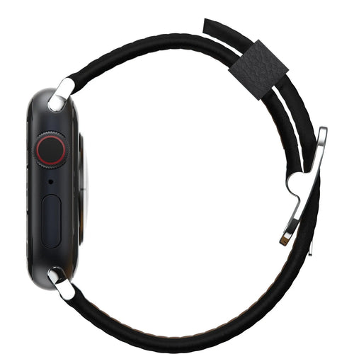 Otterbox Symmetry Cactus Leather, black, on a watch, 3/4 rear view