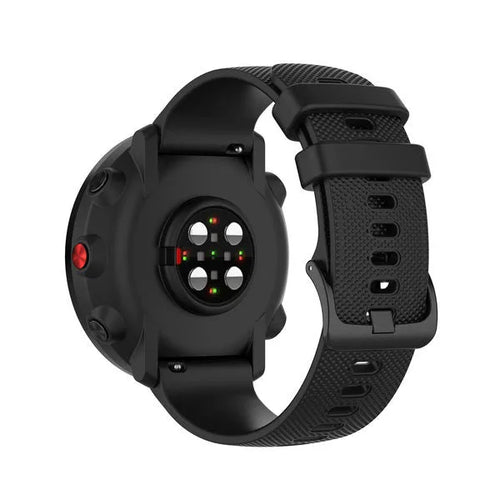 Premium Silicone Strap, black, on a watch, 3/4 rear view